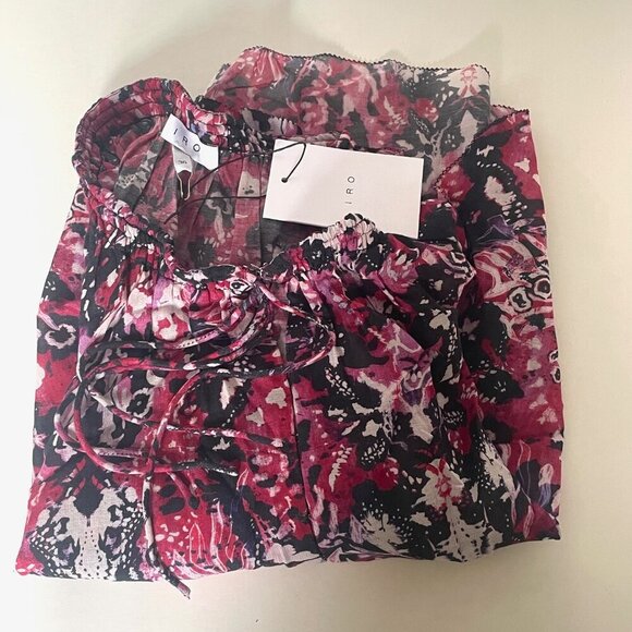 IRO Blouse Womens 4 Pink Short Sleeve Neck Ties Abstract Blouse Iseline EU36 - Picture 5 of 11